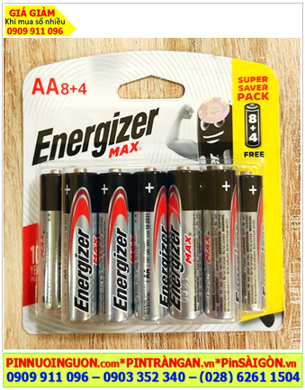 Pin Energizer E91-BP12; Pin AA Alkaline 1.5v Energizer E91 BP12 (LR6)-Made in Singapore | Vỉ 12viên